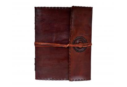 Handmade Medieval Renaissance Diary Leather Journal w/ Stone & Stiched Edges
